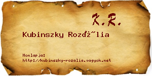Kubinszky Rozália névjegykártya