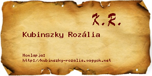 Kubinszky Rozália névjegykártya